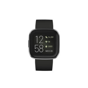 Smartband Fitbit Versa 2 Caja De  Aluminio  Carbon Aluminium, Malla  Black De  Silicona Fb507