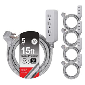 Tira De Alimentación De 3 Tomacorrientes Ge Paquete De 5