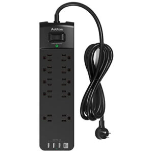 Regleta De Corriente  Addtam Con 10 Tomas Y 4 Puertos Usb