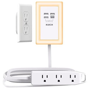 Regleta Con Luz Nocturna Y 4 Puertos Usb 6 Ft 3 Tomas Kuich