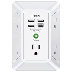 Cargador De Pared Usb, Lvetek Protector Contra Sobretension