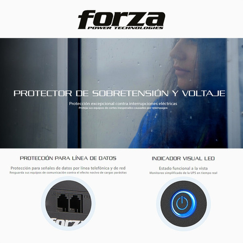 Ups Interactiva Forza Nt-751, 750va/375w, 6 Tomas, 1pc±25min Color Negro - Imagen 6