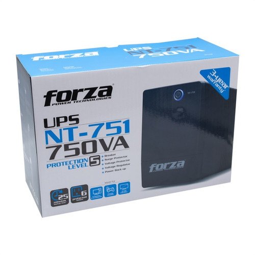 Ups Interactiva Forza Nt-751, 750va/375w, 6 Tomas, 1pc±25min Color Negro - Imagen 10