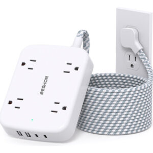 10FT Surge Protector Power Strip, Flat Extension Cord with