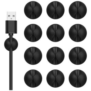 Flezoo Cord Holder Cable Clips - 12PCS Black Cable Cord Org
