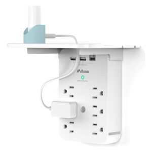 Wall Outlet Extender with Surge Protector, 6 AC Outlets, Sh