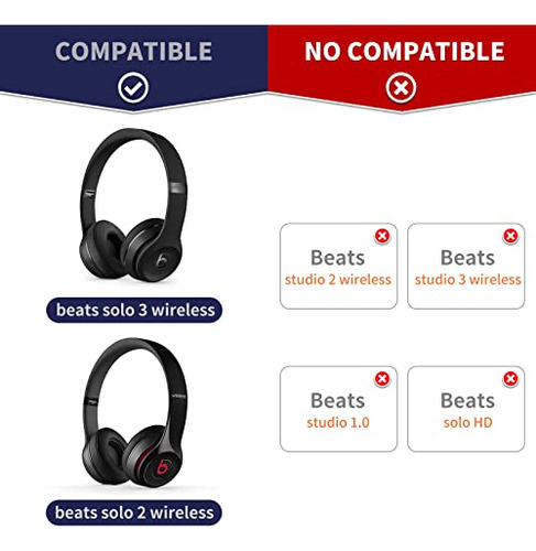 Almohadillas Damex para Beats Solo 2/3, Espuma Mejorada, Bl - Imagen 3