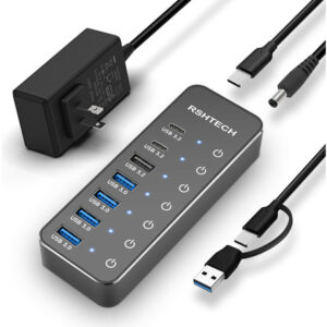 RSHTECH RSH-ST07C Hub USB 7 Puertos 3.2/C - Adaptador 5V -