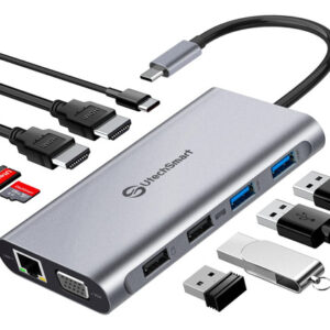 Estación de Acoplamiento UtechSmart USB C, Doble HDMI VGA,