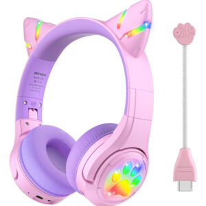 Auriculares Riwbox CF9 Niños LED - Bluetooth Gato Morados,