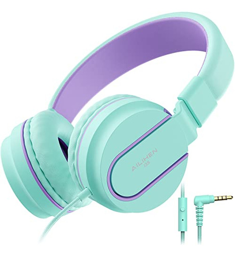 AILIHEN I35 Auriculares Niños Verde/Morado-On-Ear 93dB con