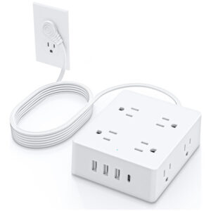Regleta Olcorife Protectora 8 Tomas 4 USB, Ultrafina Blanca