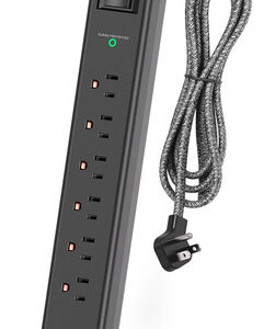 Regleta de Enchufes Surge Protector 6AC 4USB Negro - 5ft Mo