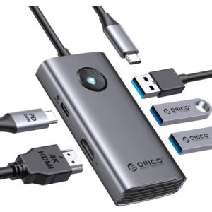 ORICO Hub USB C 5 en 1 Estación Dock con HDMI 4K - Gris