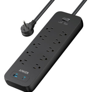 Protector Anker: Regleta 2100J, 10 Tomas, 2 USB, Negro, 6Ft