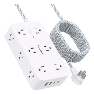 Regleta de Enchufes 12 Salidas y 4 USB, 10 Ft Blanca - Prot