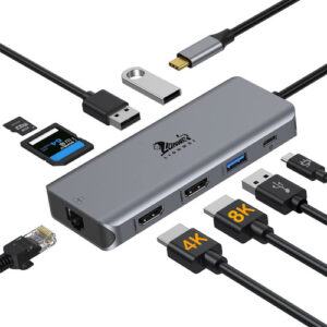Estación de Acoplamiento USB C a HDMI Doble con Ethernet p