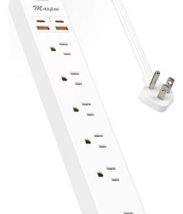 Maxpw - Regleta Antisobretensión 10 Ft, 7 Tomas, 4 USB (2