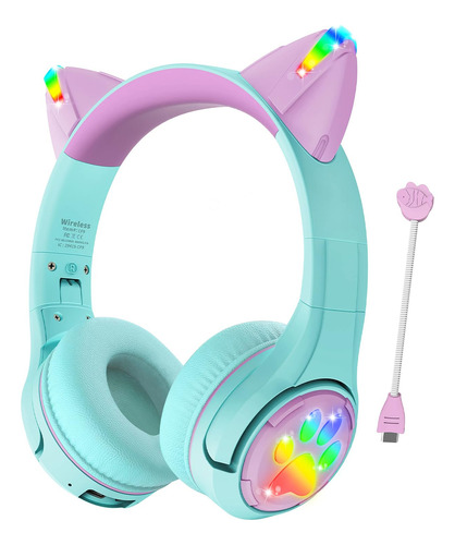 Auriculares Riwbox CF9 Bluetooth Niños Orejas de Gato LED