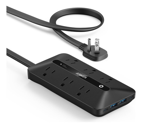 Anker Regleta 10 en 1 Ultra Fina USB C - 6AC, 2USB A/C Negr