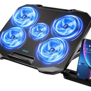 Soporte Refrigerador para Laptop Negro, 5 Ventiladores Sile