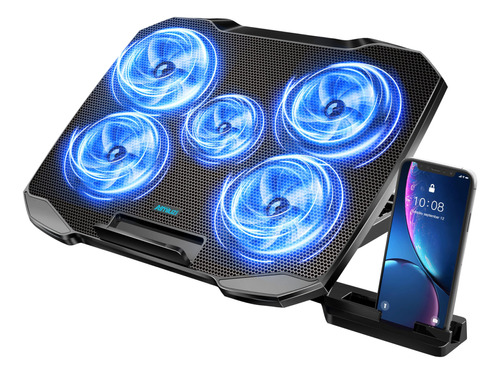 Soporte Refrigerador para Laptop Negro, 5 Ventiladores Sile