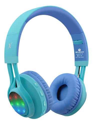 Riwbox WT-7S Auriculares Bluetooth LED para Niños - Azules