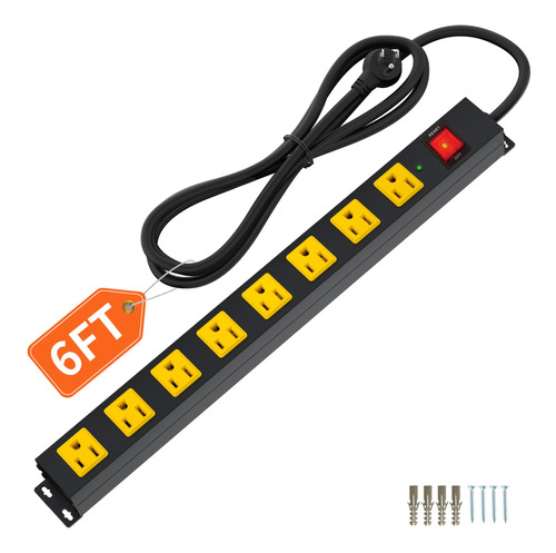 "Regleta 8 Tomas, Protector Sobretensiones 2100J, 6FT, Meta