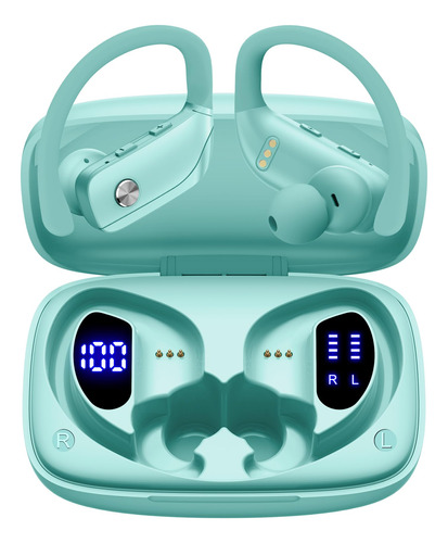 Auriculares Inalámbricos bmani Mint Green, LED 48h, Deport