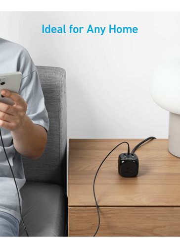 Anker 321 Regleta 20W USB-C para iPhone 15 - Negro, 3 Tomas - Imagen 5