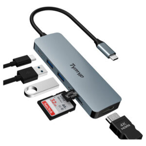Tymyp Hub USB C 6 en 1 HDMI 4K, 2 USB 3.0, PD 100W, SD/TF -