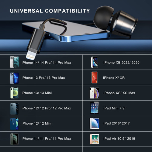 Auriculares Lightning MFi para iPhone 13 14 12 Pro Max - Co - Imagen 8
