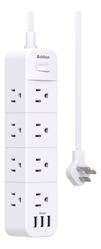 Addtam Regleta Protección Sobretensiones 12 Tomas, 3 USB,