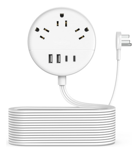 Regleta De Alimentación Ntonpower 7 En 1 Color Blanco