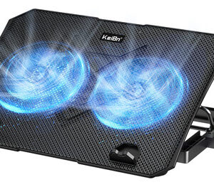 KeiBn Cooling Pad para Laptop Gaming, 2 Ventiladores, Negro