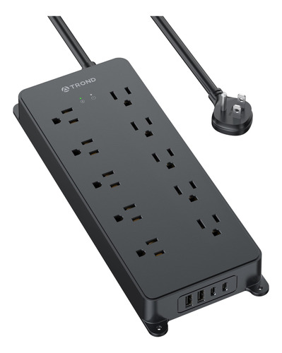 Protector Sobretensiones TROND, 4000J, 10 Tomas+4 USB, Negr