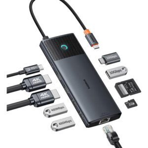 Estación Baseus 10 en 1 Dual HDMI 4K, USB-C 10Gbps, Ethern
