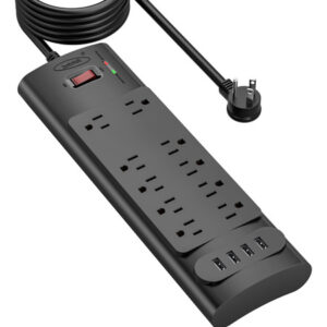 Bototek Regleta Negro: Protector Sobretensión 10 AC, 4 USB