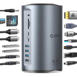 ORICO Dock Thunderbolt 3 15-en-1, Estación Gris 4K - Carga