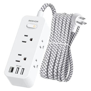 BESHON Regleta 10 FT con Protección, 6 AC y 3 USB (1 Tipo