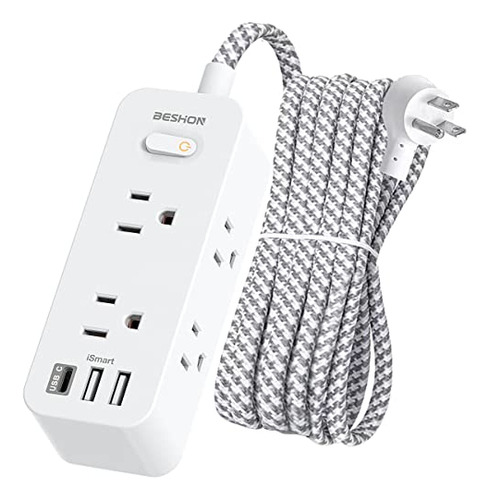 BESHON Regleta 10 FT con Protección, 6 AC y 3 USB (1 Tipo