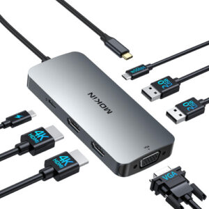 Estación de Acoplamiento USB C Dual, Adaptador 7 en 1, 2 H
