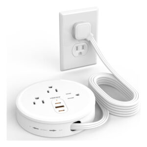 HOPOW Regleta Retráctil Viaje, 3 Tomas 3 USB (2 Tipo C) -