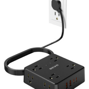 BEVA Regleta Ultra Fina 8 Tomas y 4 USB (2 Tipo C), Protecc