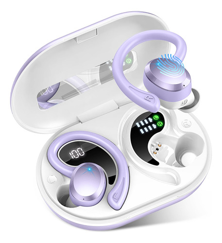 Auriculares Inalámbricos Bluetooth 5.3, 48H Deporte Morado