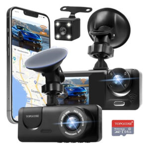 TOPGOOSE Dash Cam 3 Canales WiFi FHD 1080P, 64GB TF, Visió