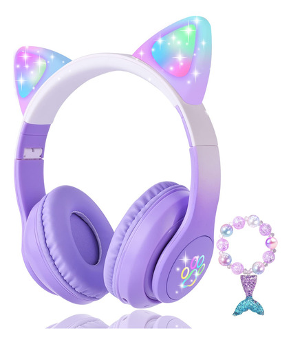 Auriculares KORABA para Niños Bluetooth Orejas de Gato, LE