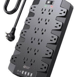 SUPERDANNY Regleta 22 Tomas, 2 USB-C, 4 USB-A Negra, Protec