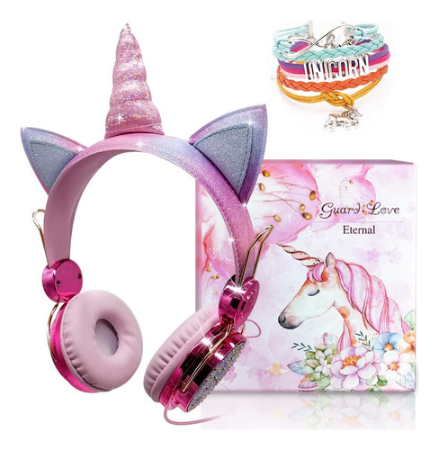 Auriculares Unicornio para Niñas - Cable, Mic, Diadema Aju