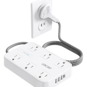 LENCENT Regleta 2 Clavijas, Adaptador 3 a 2, Protector Sobr
